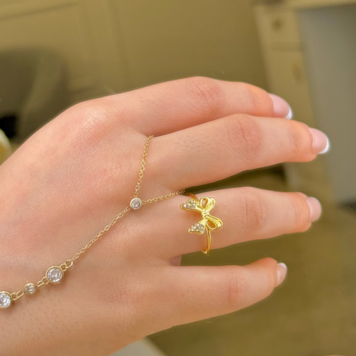Bow Charm Gold Ring