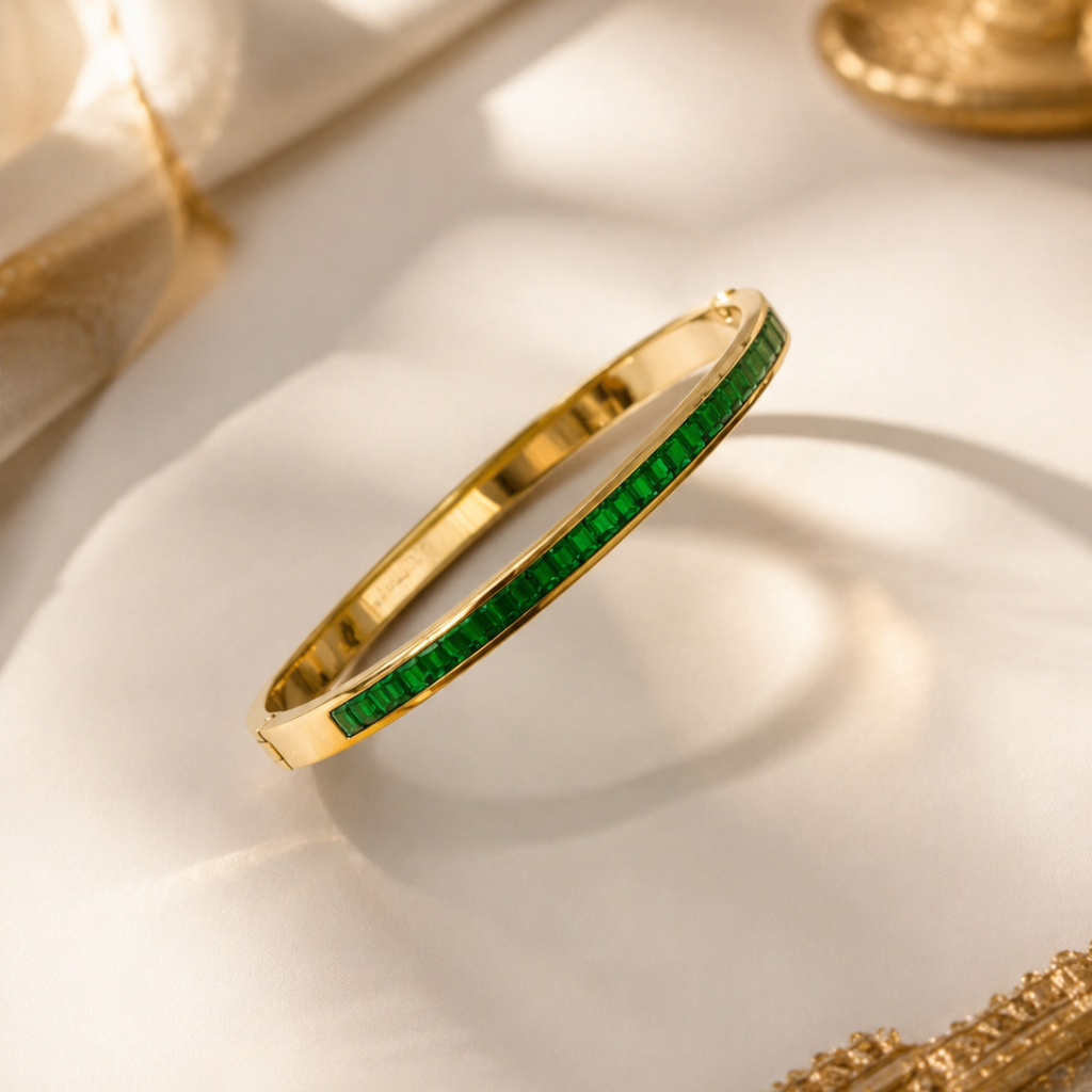 Emerald Stone Gold Bangle