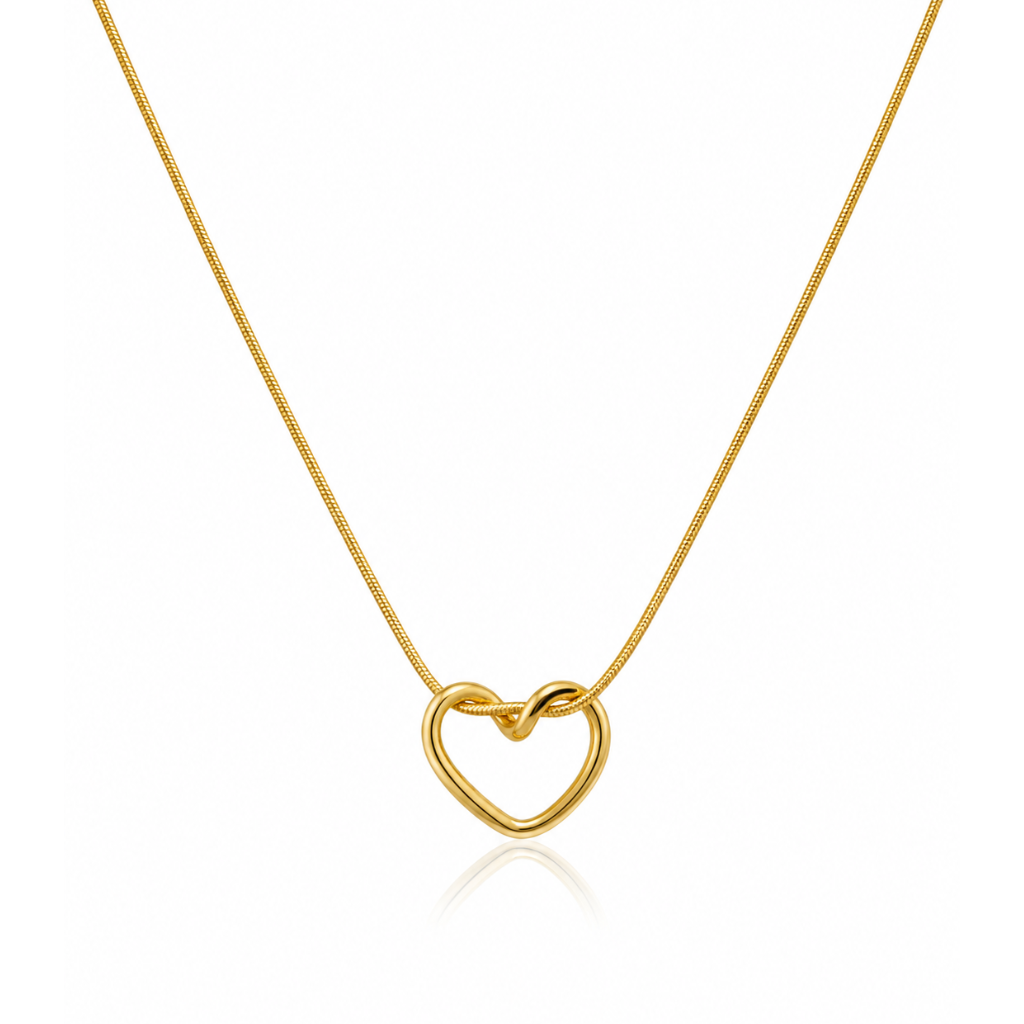 Open Heart Knot Gold Necklace