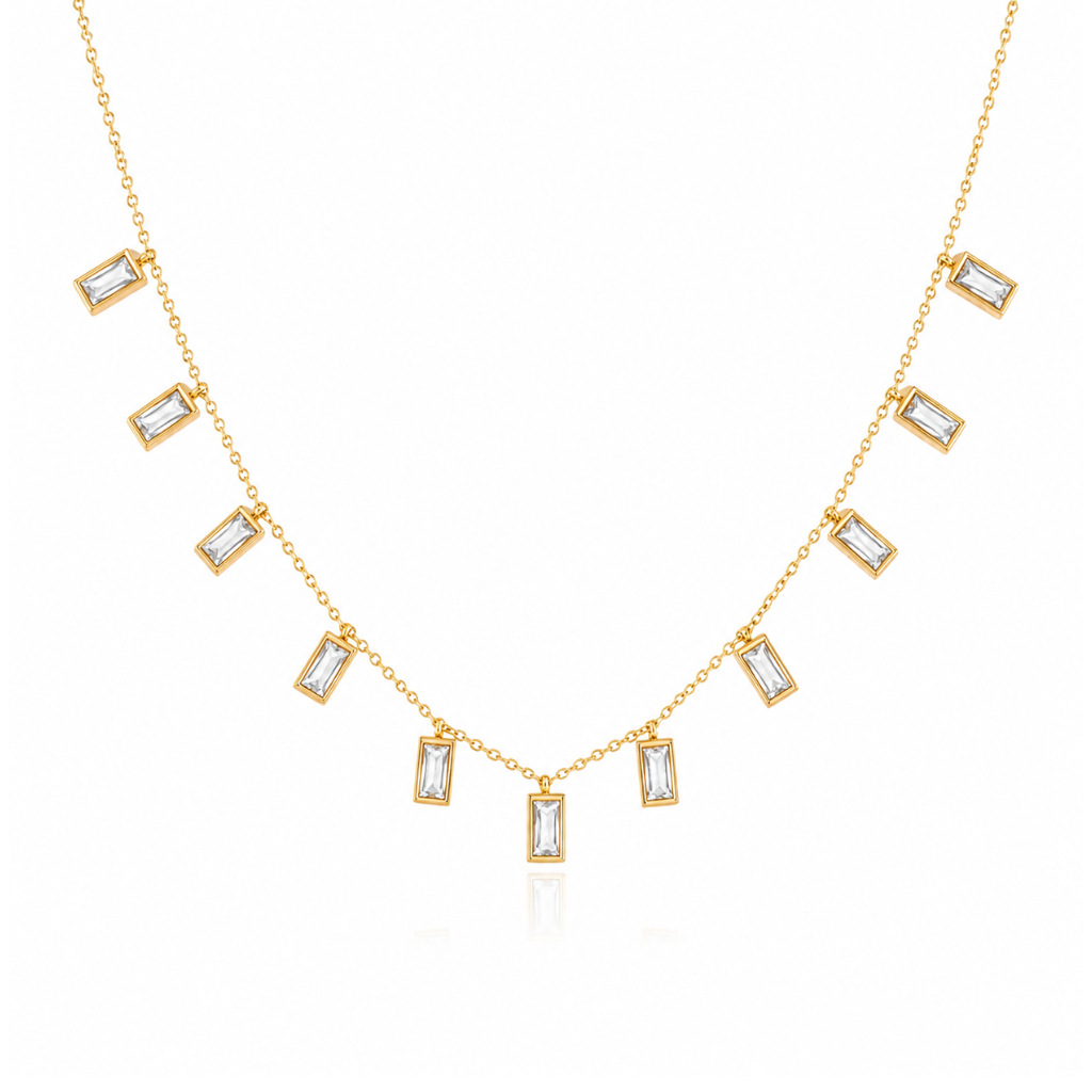 Crystal Bar Drop Necklace