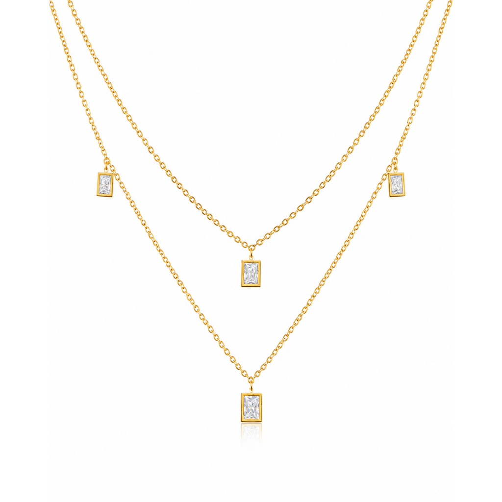 Layered Crystal Bar Necklace