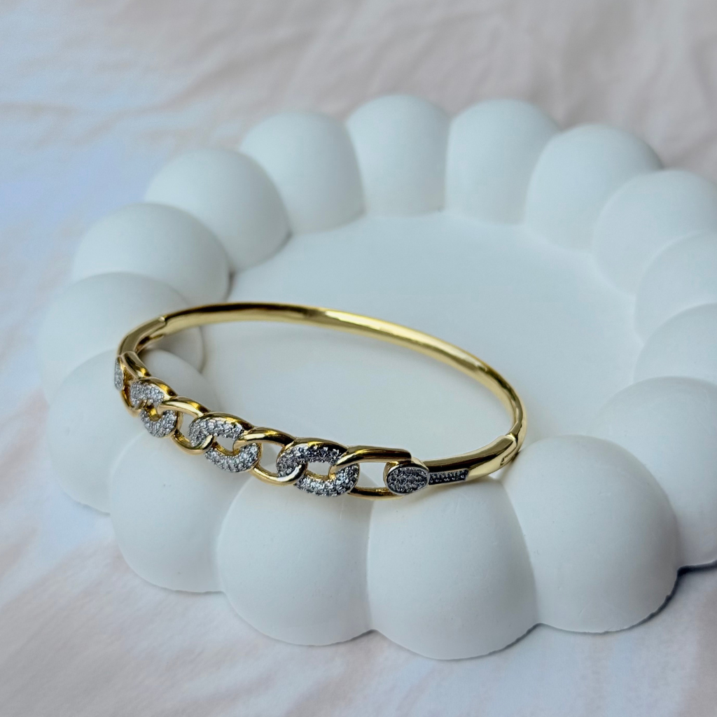 Gold Crystal Diamond Cut AD Bangles