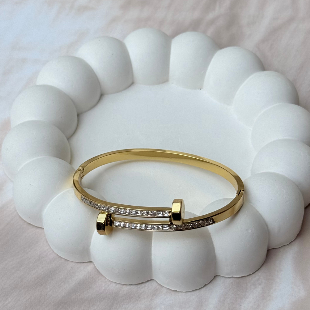 Crystal Line Gold Bangle