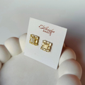 Regal Square Gold Earrings