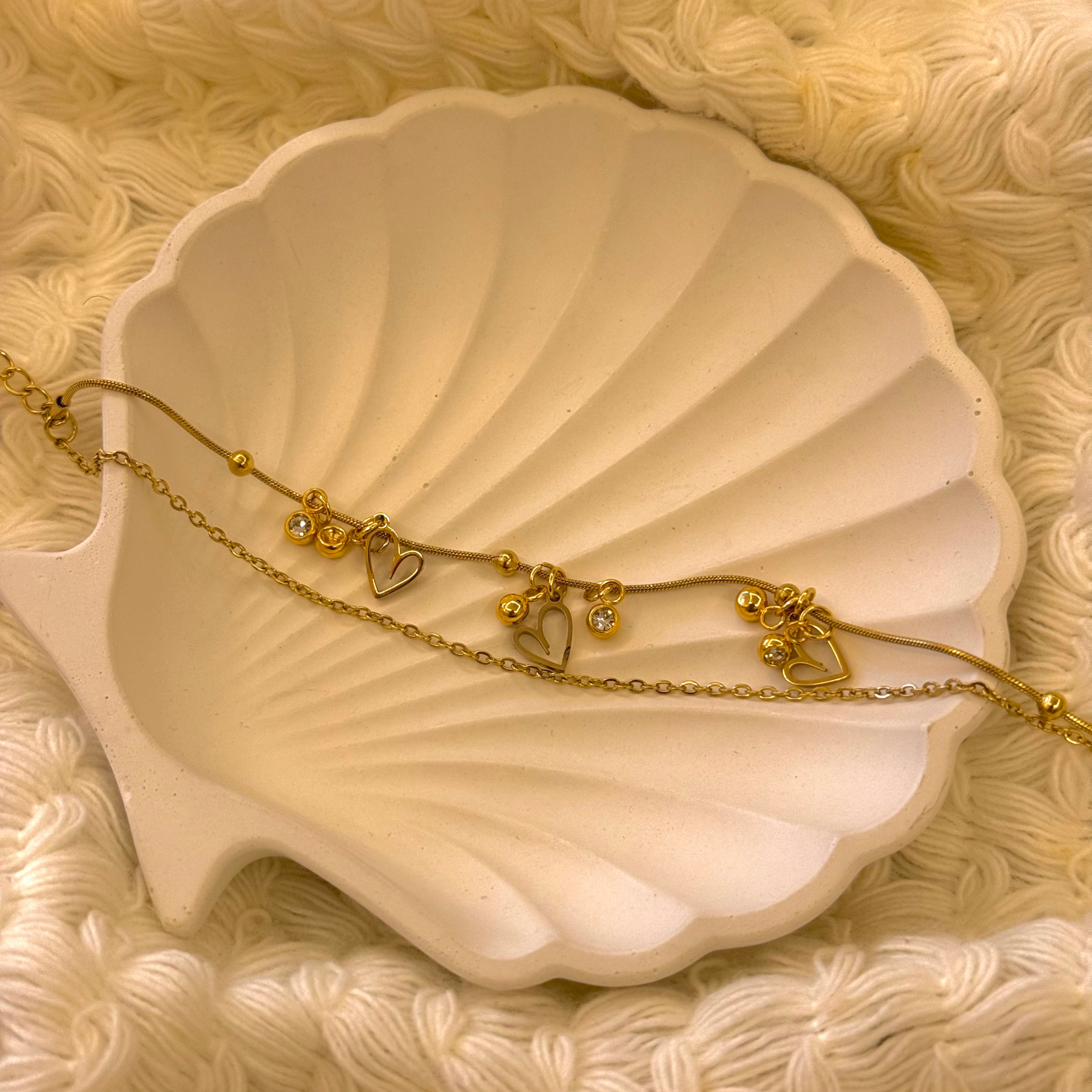 Golden Heart Layered Gold Bracelet