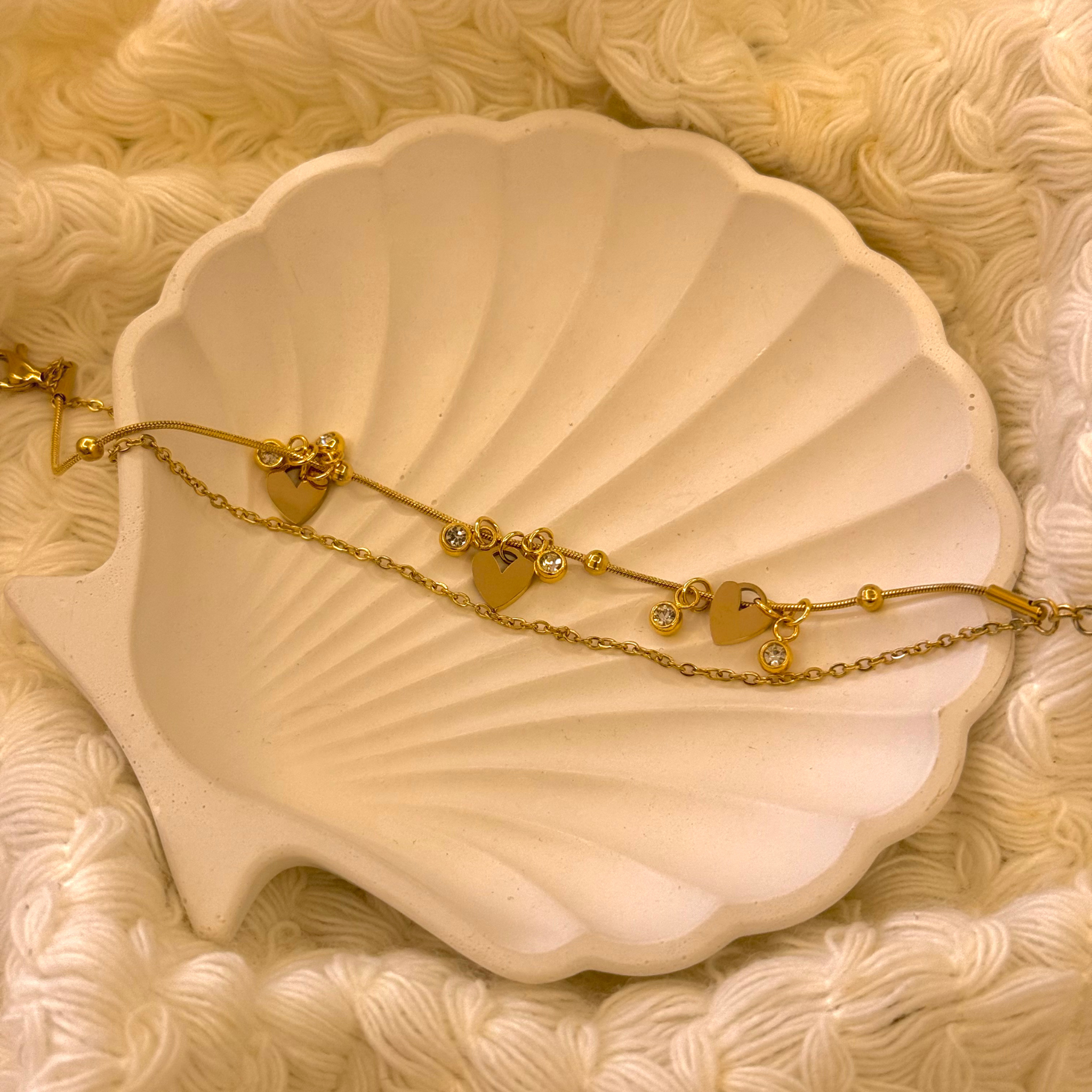 Noir Hearts Layered Gold Bracelet